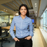 Womens Blue Shirt with Striven Logo