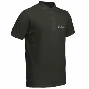 Black Polo T-Shirt with Small Striven Logo