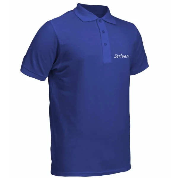Blue Polo T-Shirt with Small Striven Logo