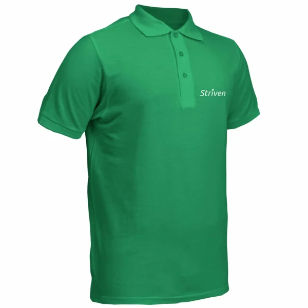 Green Polo T-Shirt with Small Striven Logo