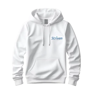 White Hoodie Striven Logo