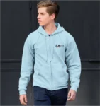 Light Blue Hoodie with Zipper & Small MilesIT Logo