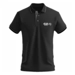 Black Polo T-Shirt with white Strip Small MilesIT Logo