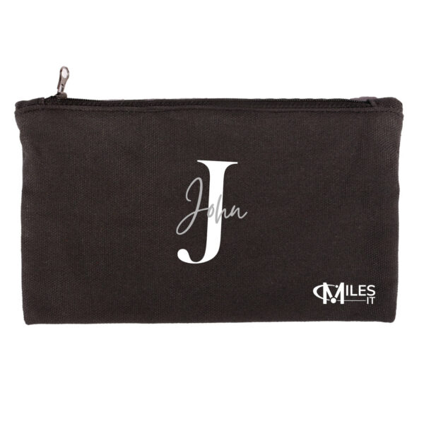 Pack of 4 pouches with miles IT logo and personalized name (2 white and 2 black colour poches)