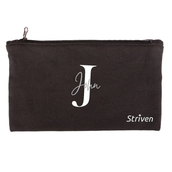 Pack of 4 pouches with Striven Logo & Personalized Name (2 white and 2 black colour poches)