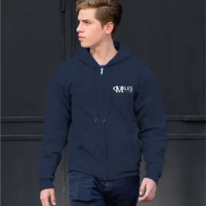 Blue Hoodie with Zipper & Small MilesIT Logo