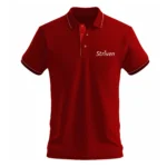 Red Polo T-Shirt with white Strip Small Striven Logo