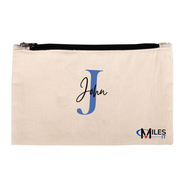 Pack of 4 pouches with miles IT logo and personalized name (2 white and 2 black colour poches)
