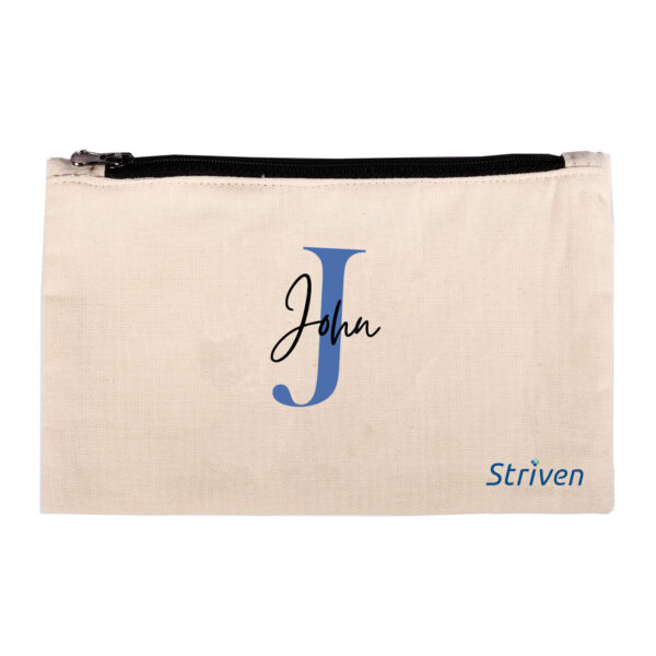 Pack of 4 pouches with Striven Logo & Personalized Name (2 white and 2 black colour poches)