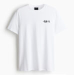 Branded round neck WHITE Regular Fit  T-Shirt with Miles logo