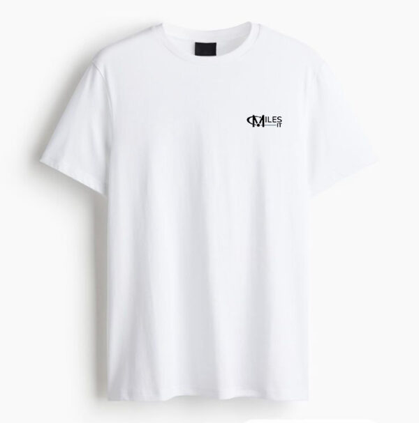 Branded round neck WHITE Regular Fit  T-Shirt with Miles logo