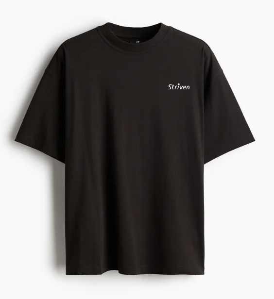Branded round neck BLACK Oversized T-Shirt with Striven logo