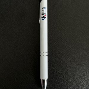 White Round Ball Pen with Miles Logo
