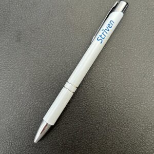 White Round Ball Pen with Striven Logo
