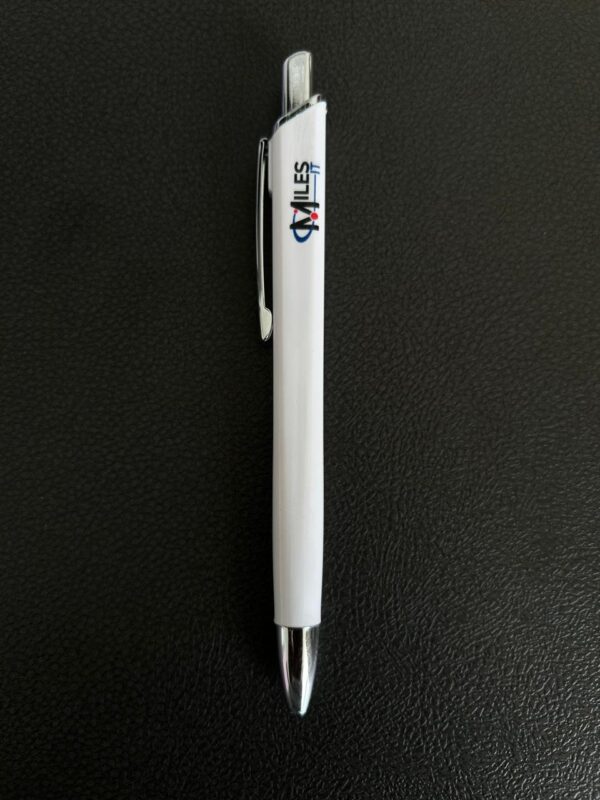 White Square Ball Pen with Miles Logo