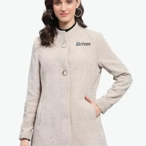 Monte Carlo Womens Self Design Round Neck Full Sleeve Coat (224067311) with striven logo