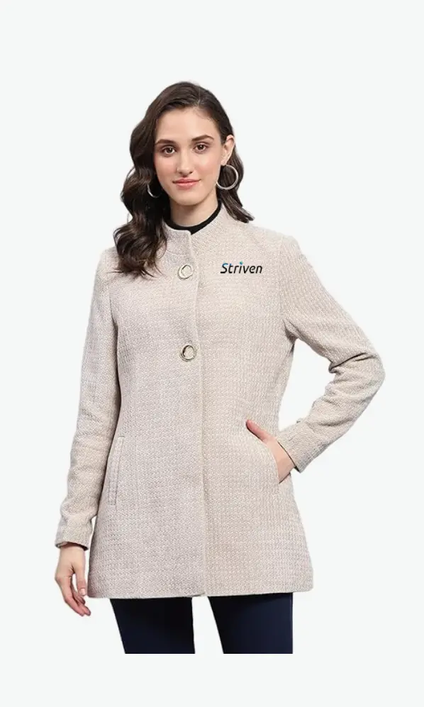 Monte Carlo Womens Self Design Round Neck Full Sleeve Coat (224067311) with striven logo