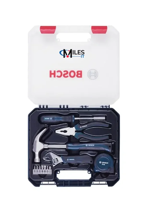 BOSCH Hand Tool Kit, 12-pieces kit, Professional Hand Tools, Precision tools, Ergonomic Design, Durable & Rust-resistant, Blue, Hard Case for secure storage with milesIT  logo