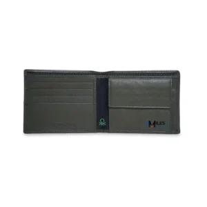 United Colors of Benetton Men's Leather Wallet Armagh - Olive Green| Global Coin Wallet with RFID Protection, Multiple Card Slots | Coin Pocket | Bi-Fold Purse for Men with milesIT  logo