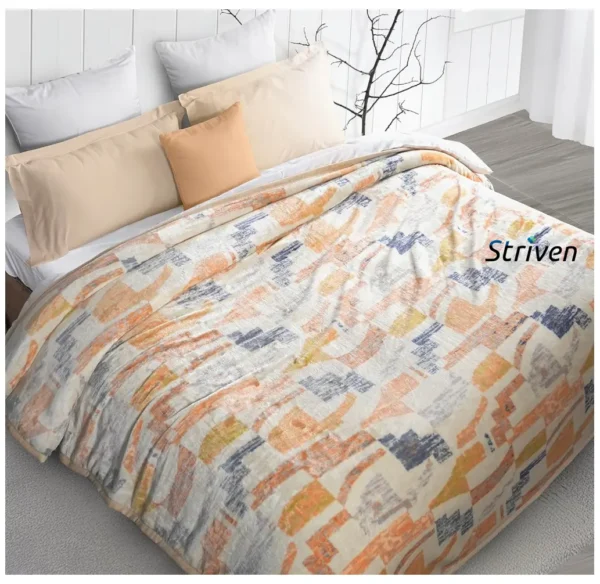 MYTRIDENT Home Essential Flannel Printed Blanket for Winter Double Size (220 cm x 240 cm), 290 GSM, Logan WITH striven LOGO