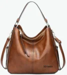 Storite Women's Faux Leather Shoulder Handbags Hobo Bag BigTote Bag for Office and College with Long Strap–,30x13x32cm with striven logo