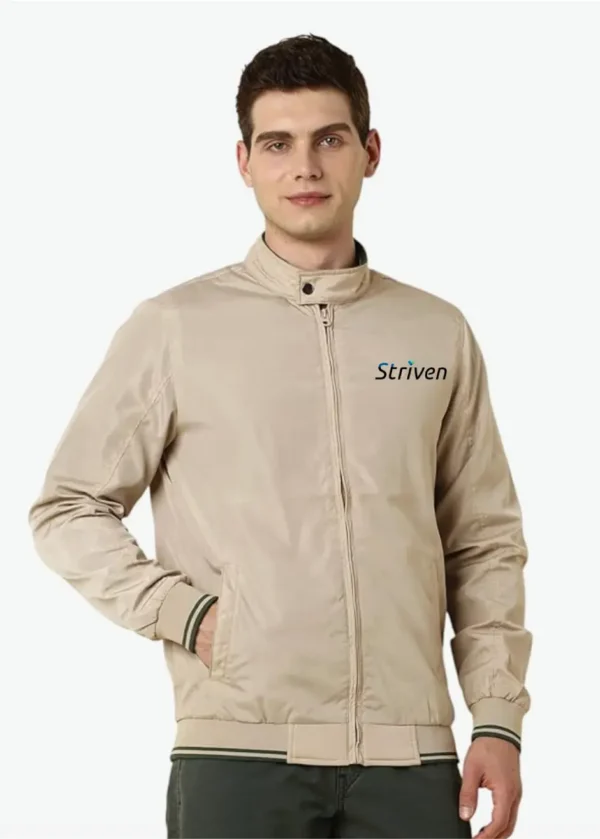 Allen Solly Men's Polyester Casual Jacket | Regular Fit High Neck | Standard Length with striven logo