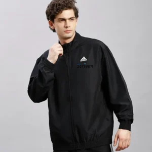 Adidas Men's Corp Wv Ttop Sports Jacket - Black Durable, Lightweight, Breathable Sportswear track Jacket for Gym, Running, Fitness, Casual Activewear For All-Season with striven logo