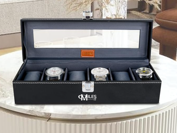 Watch Box Holder Organizer Case Miles IT Logo