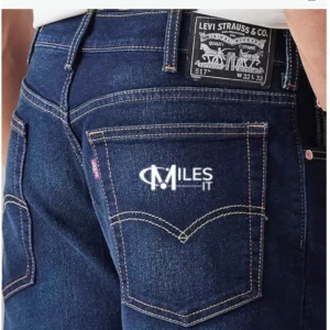 Levi's Men's 513 Dark Indigo Straight Fit Mid-Rise Jeans MilesIT logo