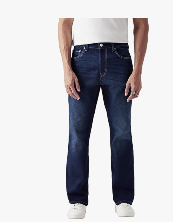 Levi's Men's 513 Dark Indigo Straight Fit Mid-Rise Jeans MilesIT logo