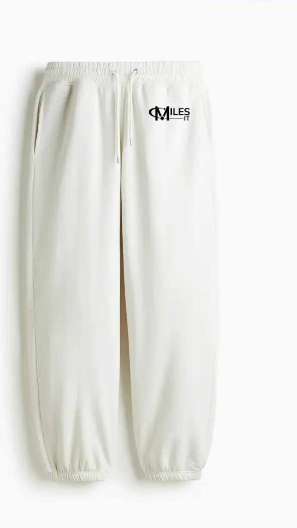H&M Relaxed Fit Sweatpants White with MilesIT Logo