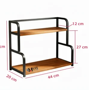 Rack Stand for Storage Multipurpose, Wooden Shelf, 2 Tier, Tabletop Rack for Makeup, Office use MilesIT Logo