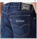 Levi's Men's 513 Dark Indigo Straight Fit Mid-Rise Jeans Striven logo