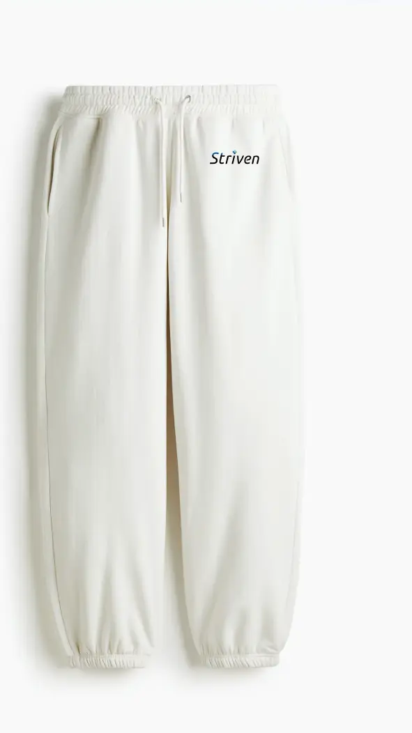 H&M Relaxed Fit Sweatpants White with Striven Logo