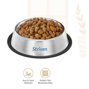 Pet Dog Food Bowl | Stainless Steel Bowl Large Size (700 ml x 2) | Basic Pets Feeding Bowl for Cat & Puppy | Perfect Choice for Dog Puppy Cat & Kitten with Striven Logo