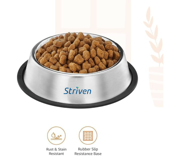 Pet Dog Food Bowl | Stainless Steel Bowl Large Size (700 ml x 2) | Basic Pets Feeding Bowl for Cat & Puppy | Perfect Choice for Dog Puppy Cat & Kitten with Striven Logo
