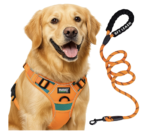 Pets Premium Dog Harness with Leash | Reflective | No Pull Adjustable with Miles Logo