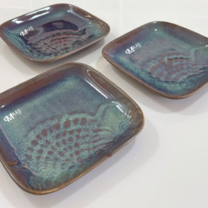 RAD Handcrafted ceramic Reactive Glaze Ceramic square green blue platter Set MilesIT Logo