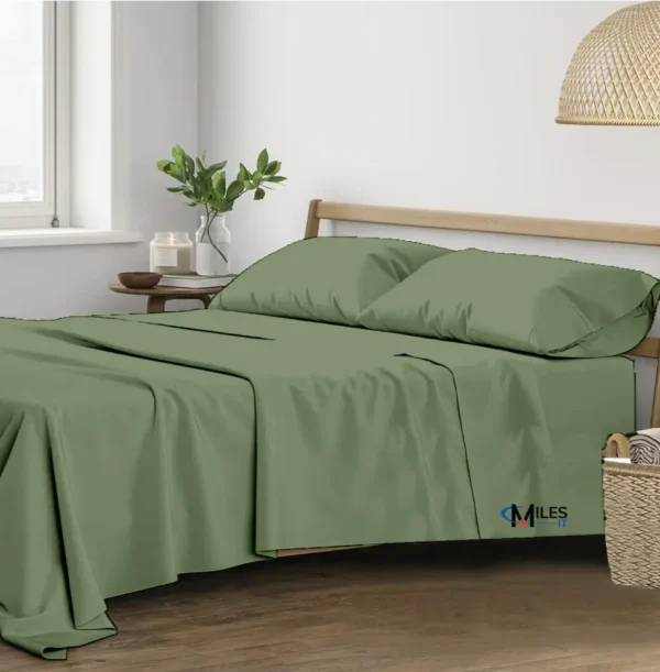 Trance Home Linen Pure 100% Cotton 400TC Plain King Size Bedsheet with 2 Pillow Covers
