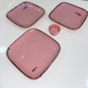 RAD Handcrafted ceramic Reactive Glaze Ceramic square pink platter Set MilesIT Logo