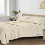 Trance Home Linen 100% Cotton 400TC Plain King Flat Bed Sheet with 2 Pillow Covers (Pearl) with Striven logo