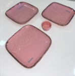 RAD Handcrafted ceramic Reactive Glaze Ceramic square pink platter Set Striven Logo
