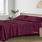 Trance Home Linen Pure 100% Cotton 400TC Plain King Size Bedsheet with 2 Pillow Covers (Deep Wine) with Striven logo